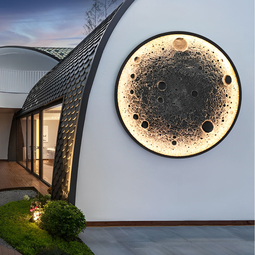 Round Moon Waterproof LED Modern Outdoor Wall Lights Fixture Wall Lamp - Lamp Outdoor