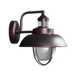 Nautical Black 1-Light Metal Cage Seeded Glass Outdoor Wall Light - Lamp Outdoor