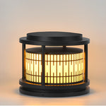 Round Retro Pattern Waterproof LED Black Modern Solar Fence Post Lights - Lamp Outdoor