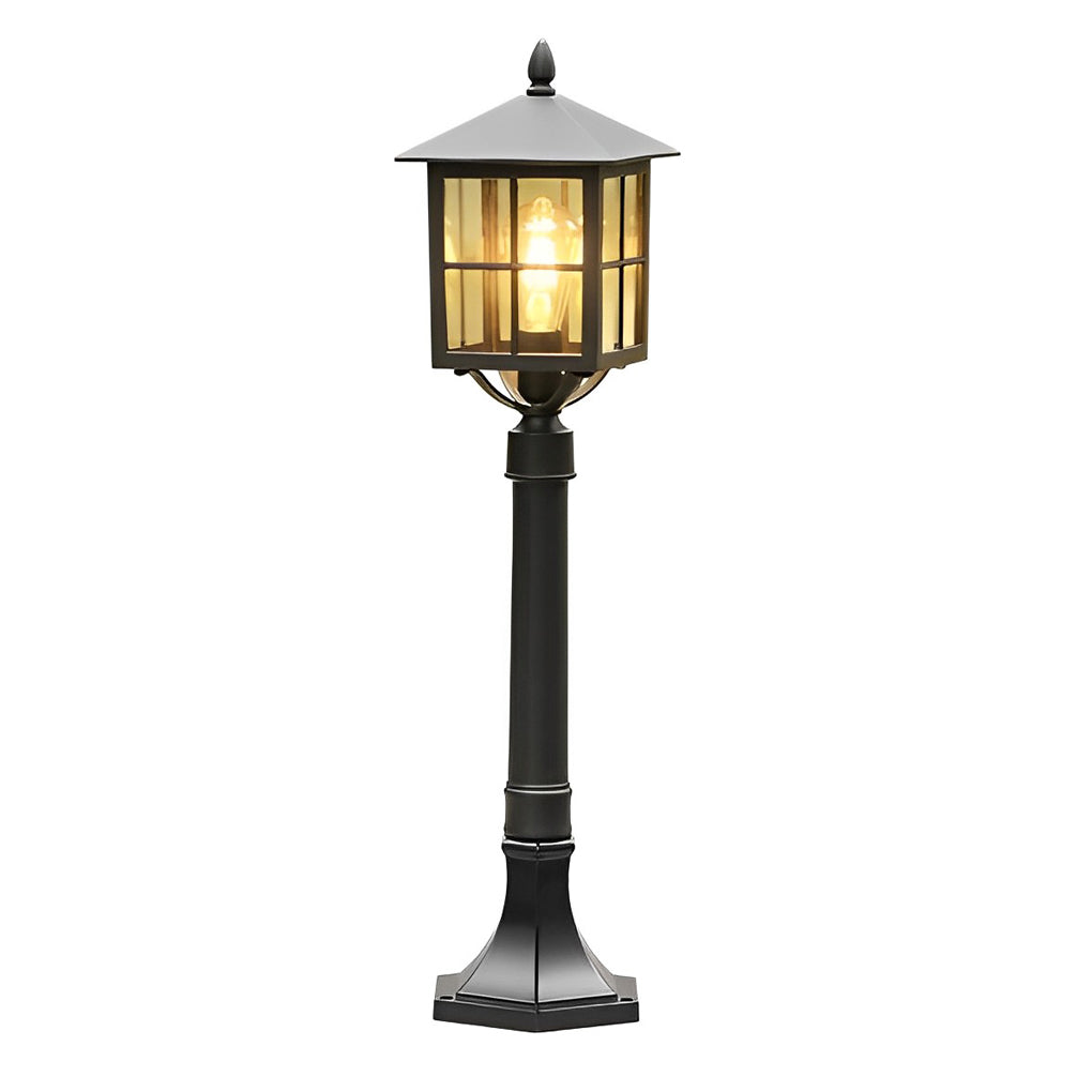 Retro Black Solar & Hardwired Outdoor Pavilion-Inspired Lawn Lamp - Lamp Outdoor