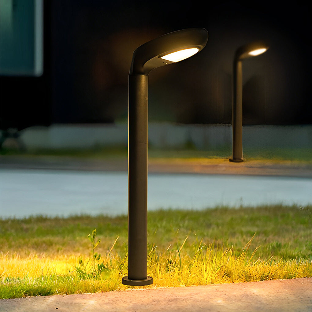 Minimalist Solar Powered Lawn Lights Sleek Aluminum Black Garden Lamp - Lamp Outdoor