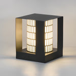 Four-Panel Cylinder Lantern LED Black Waterproof Outdoor Light with Lattice Pattern - Lamp Outdoor
