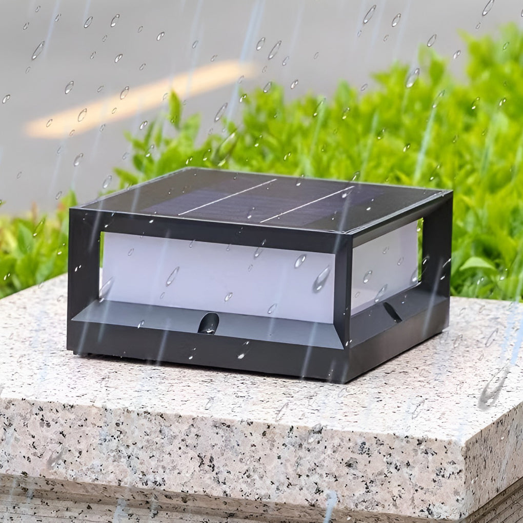 Square Waterproof Black Modern Solar Lights Outdoor Fence Post Lights - Lamp Outdoor