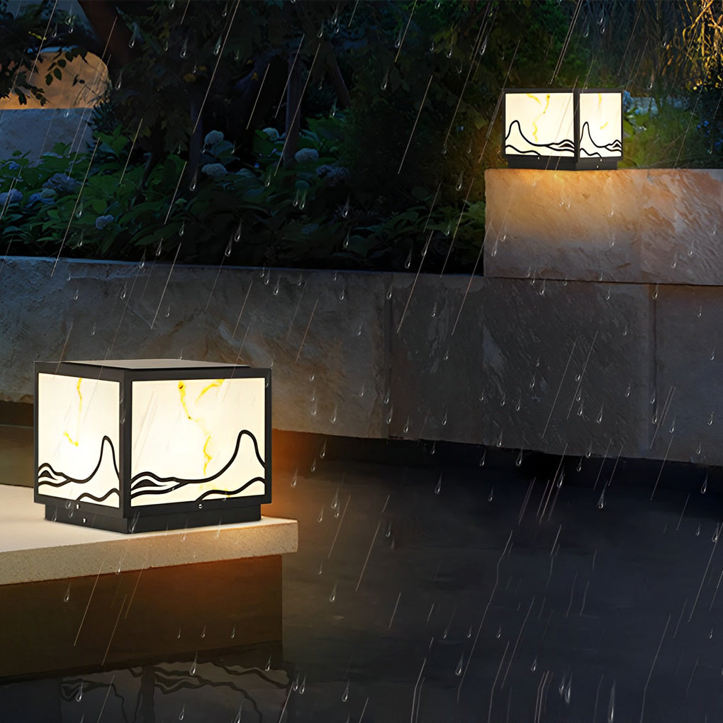 Waterproof LED Mountain Scenery Intelligent Solar Solar Post Caps Lights - Lamp Outdoor