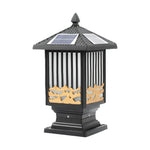 Retro Scenery Waterproof LED Black Vintage Solar Fence Post Lights - Lamp Outdoor
