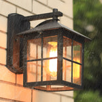 Antique Lantern Shaped Glass Waterproof Black Modern Wall Sconce Lighting - Lamp Outdoor