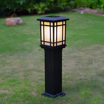 Black Solar Pathway Bollard Lights Three-Step Dimming Outdoor Lighting - Lamp Outdoor