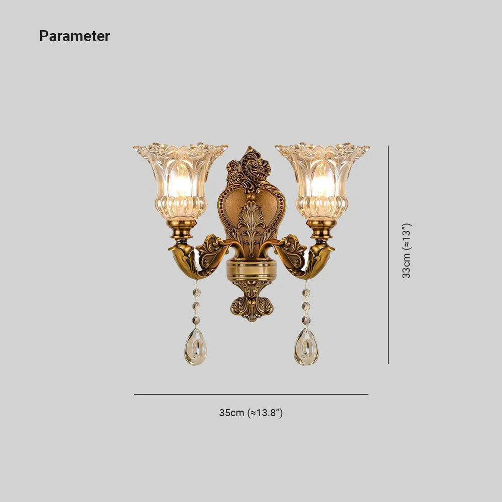 Ramiq Vintage Flor Metal/Glass Wall lamp, Gold - Lamp Outdoor