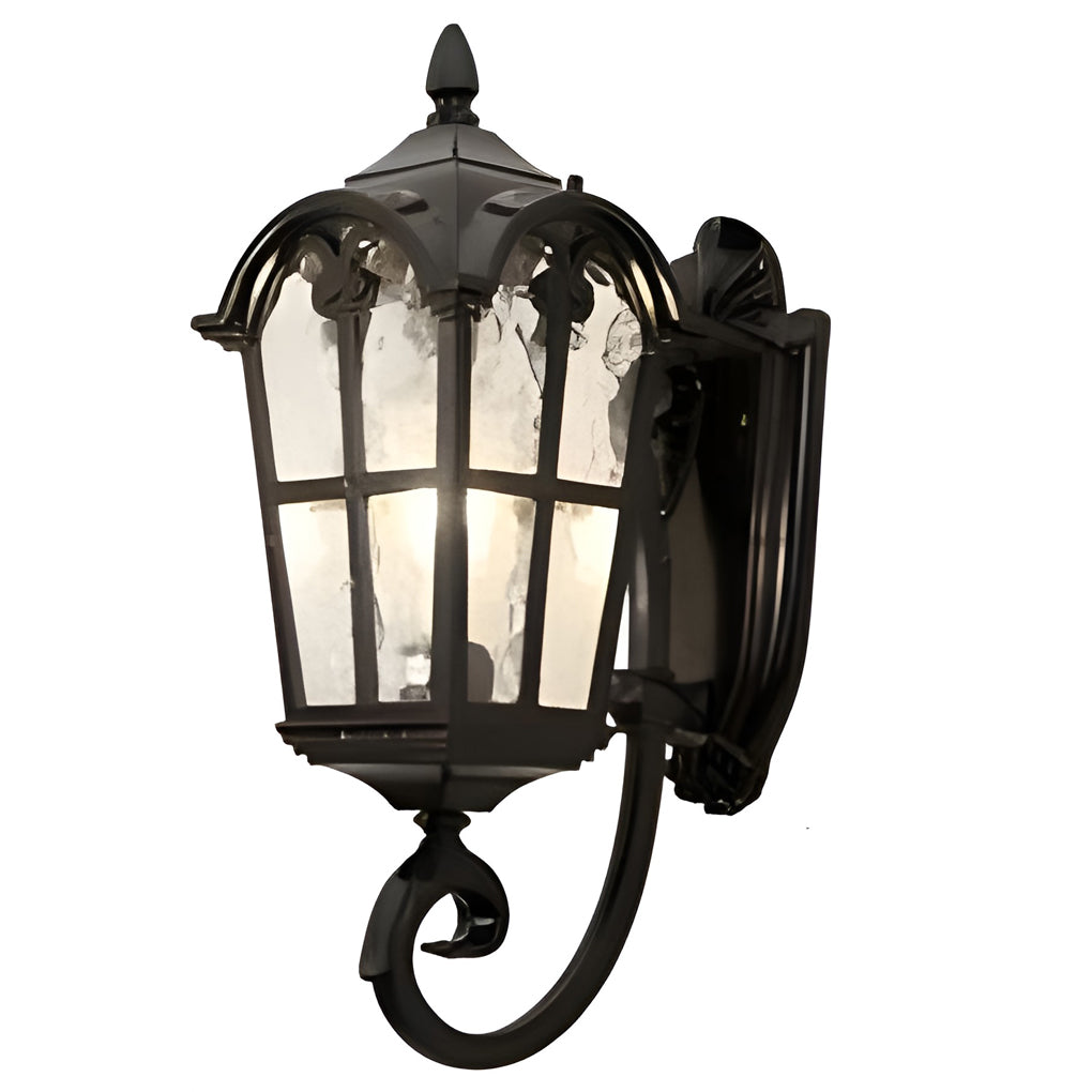 Waterproof Vintage Lantern Shaped Black Retro Outdoor Plug in Wall Lamp - Lamp Outdoor
