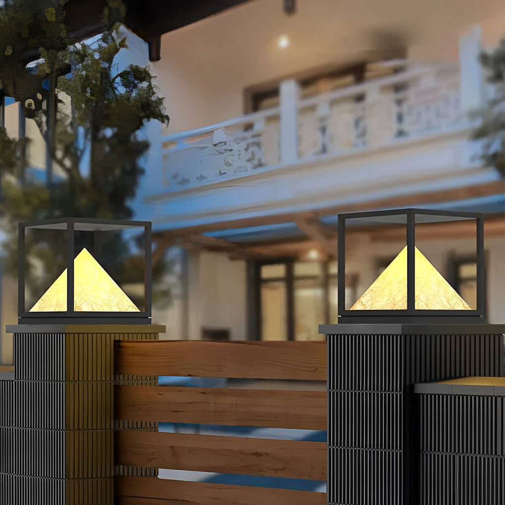 Square Mountain LED Waterproof IP65 Black Modern Solar Pillar Lights - Lamp Outdoor