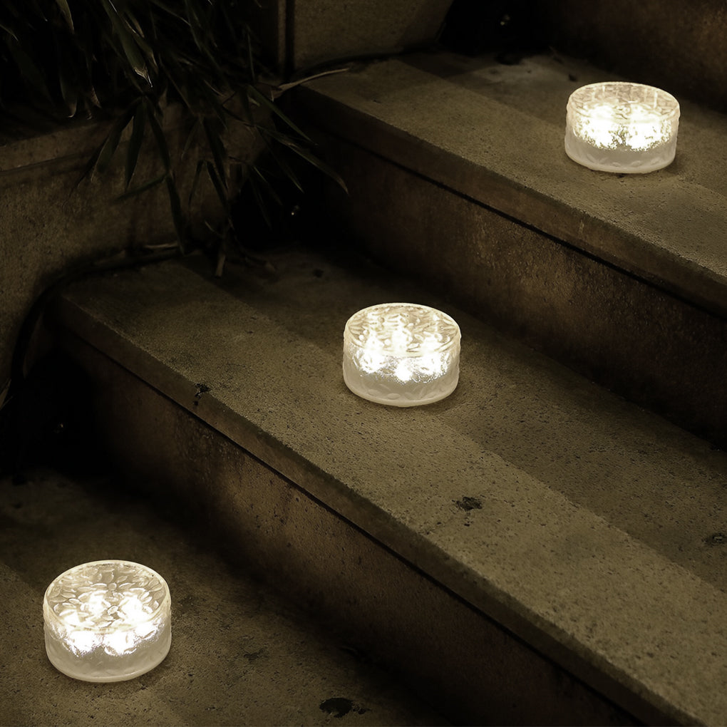 4 Pcs Integrated LED Round Ice Bricks Lights Steps Lighting for Christmas Ambience - Lamp Outdoor