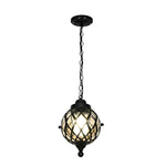 1-Light Tea Glass Globe Outdoor Pendant Lights Outside Haning Lantern Chandelier - Lamp Outdoor
