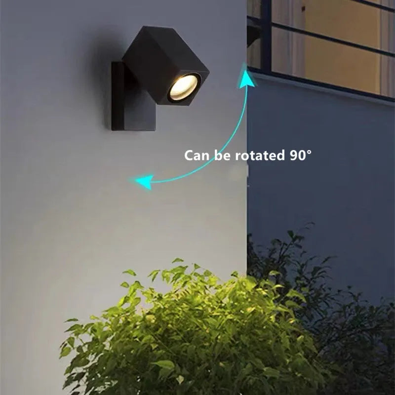 Artiq Modern Outdoor Rotatable Metal Spotlight Wall Lamp, Black - Lamp Outdoor