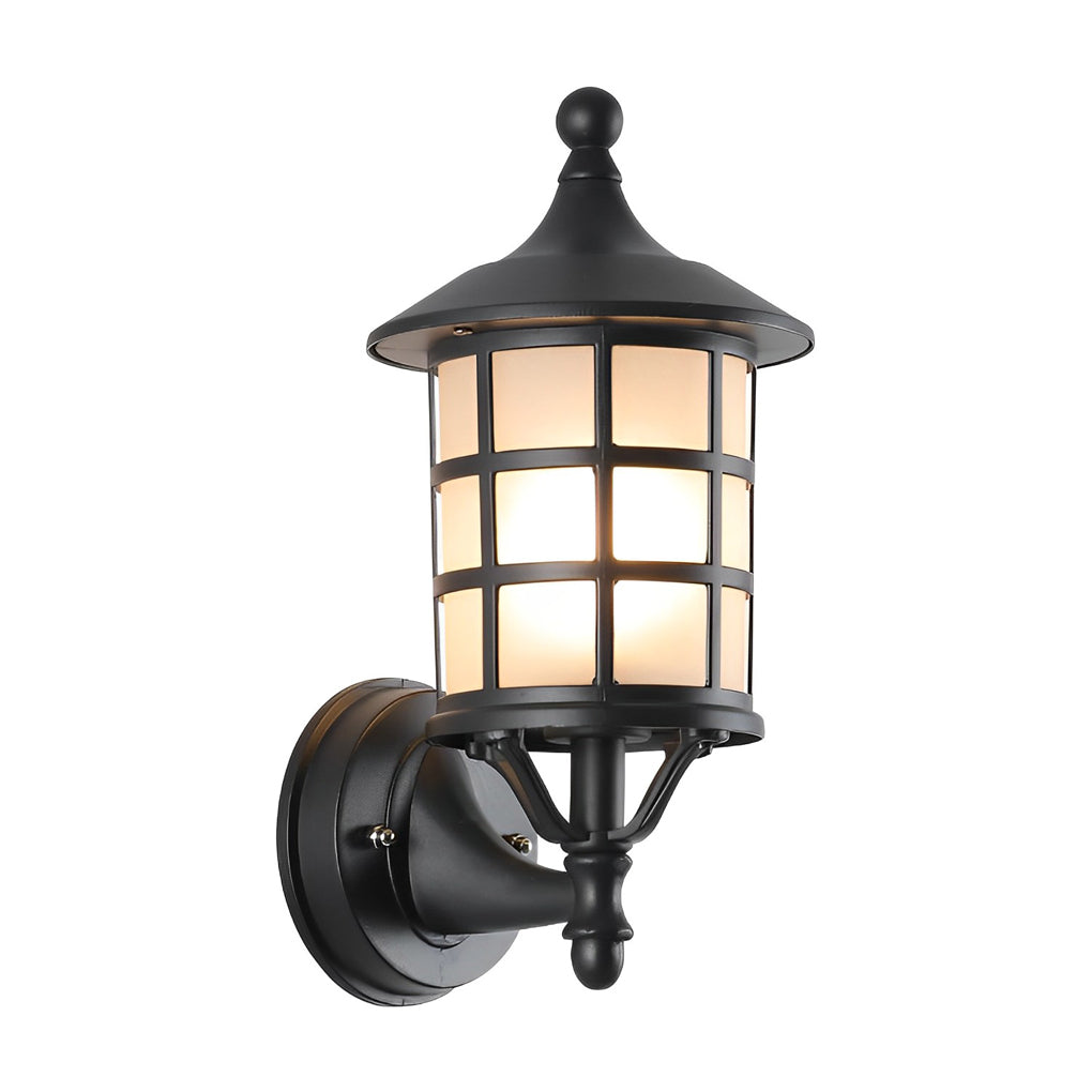 Retro Round Three Step Dimming Black European-style Solar Wall Sconces - Lamp Outdoor