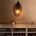 Rustic Antique Wood Iron Hollow Mesh Black E27 Industrial Style Wall Lamp - Lamp Outdoor