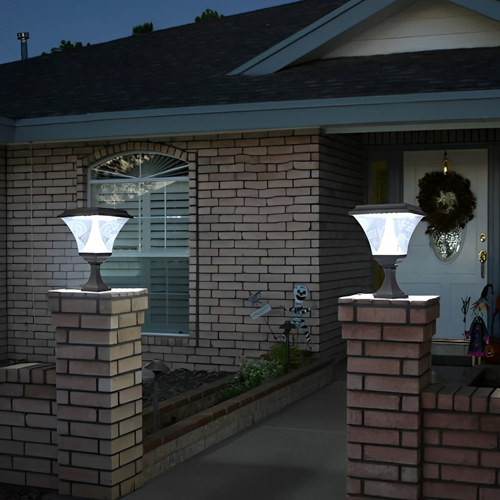Creative Square LED Waterproof Black Retro Solar Fence Post Lights - Lamp Outdoor