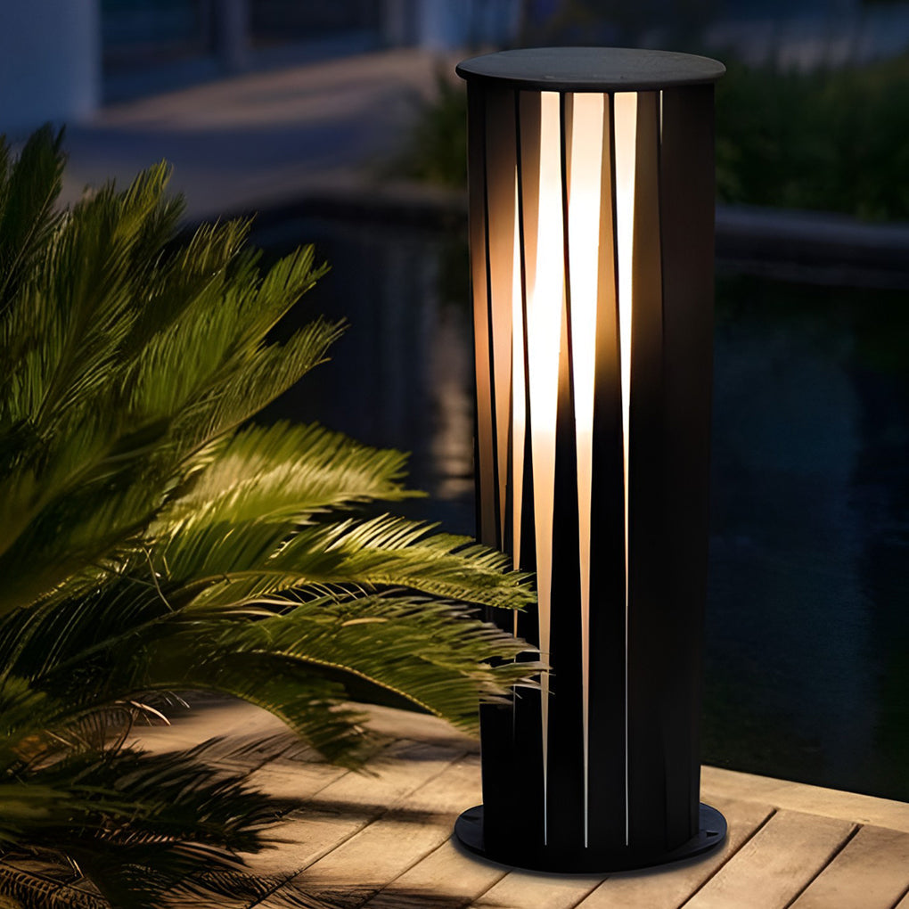 Geometric Black Cage Solar LED Pathway Lights - Lamp Outdoor