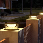 Round Creative Acrylic Waterproof Black Modern Solar Post Caps Lights - Lamp Outdoor