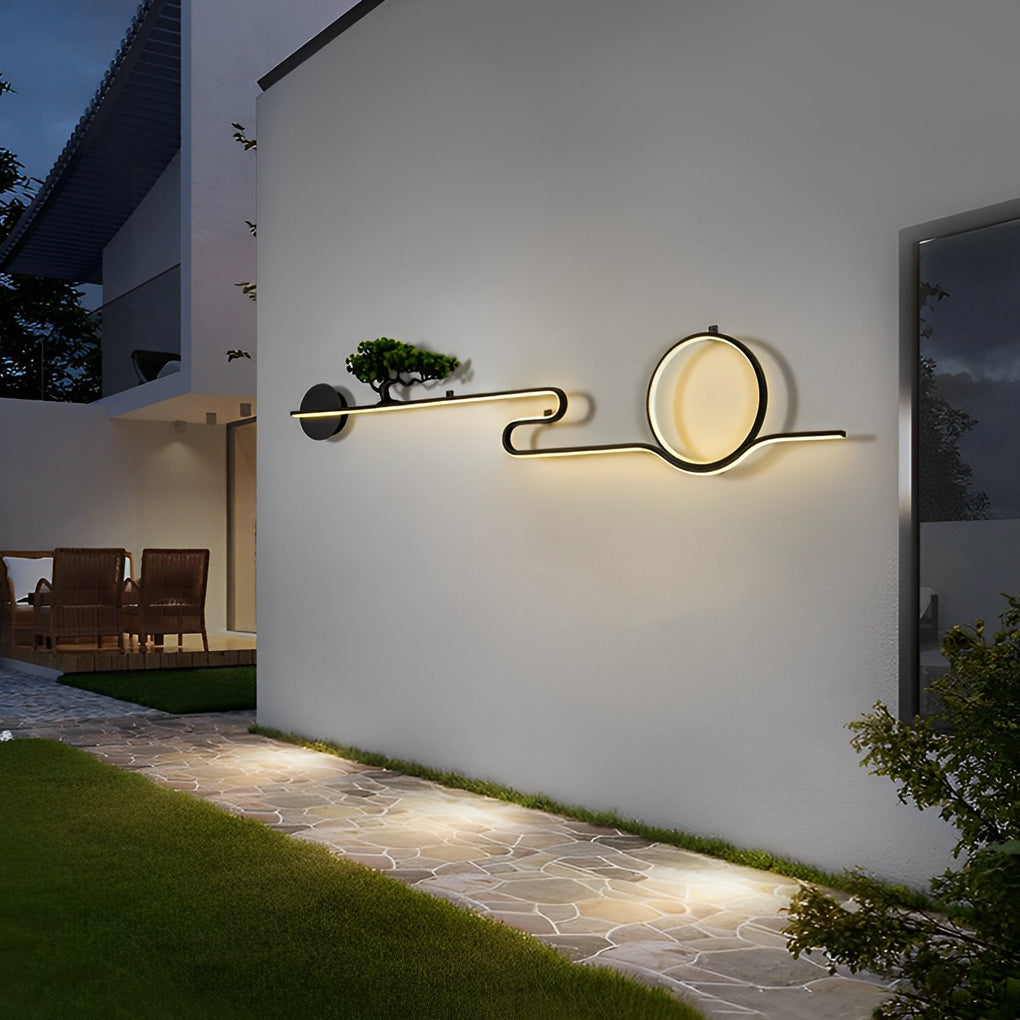 Moon Tree Scenery Waterproof LED Black Retro Outdoor Wall Lights Sconces - Lamp Outdoor