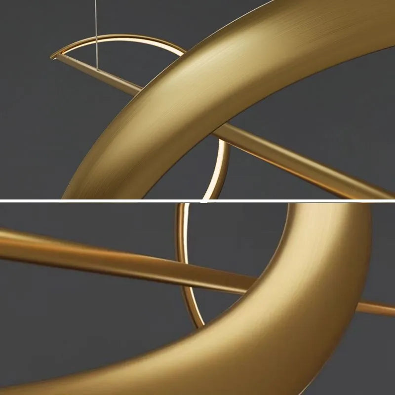 Zelin Pendant Light Wave Minimalist Designer, Metal, Brass/Black - Lamp Outdoor