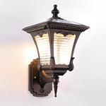 Vintage Striped Glass LED Waterproof Black Retro Solar Wall Lights - Lamp Outdoor