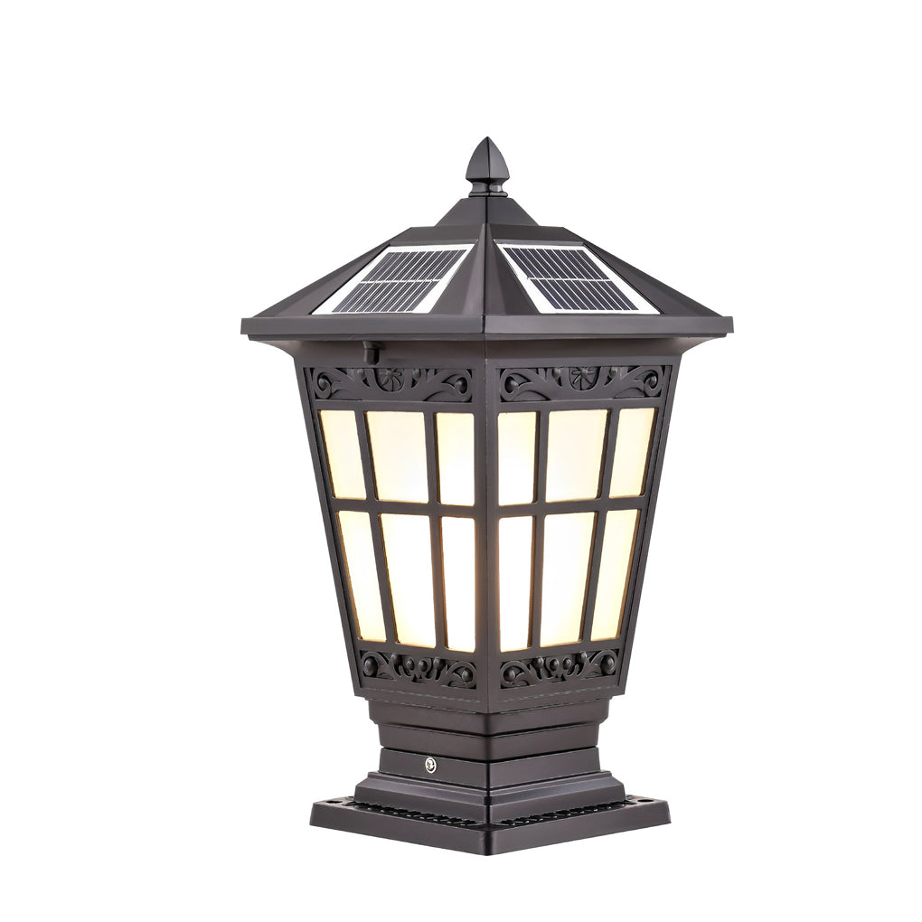 Waterproof Aluminum LED Brown Retro Solar Solar Post Cap Lights Pillar Lamp - Lamp Outdoor