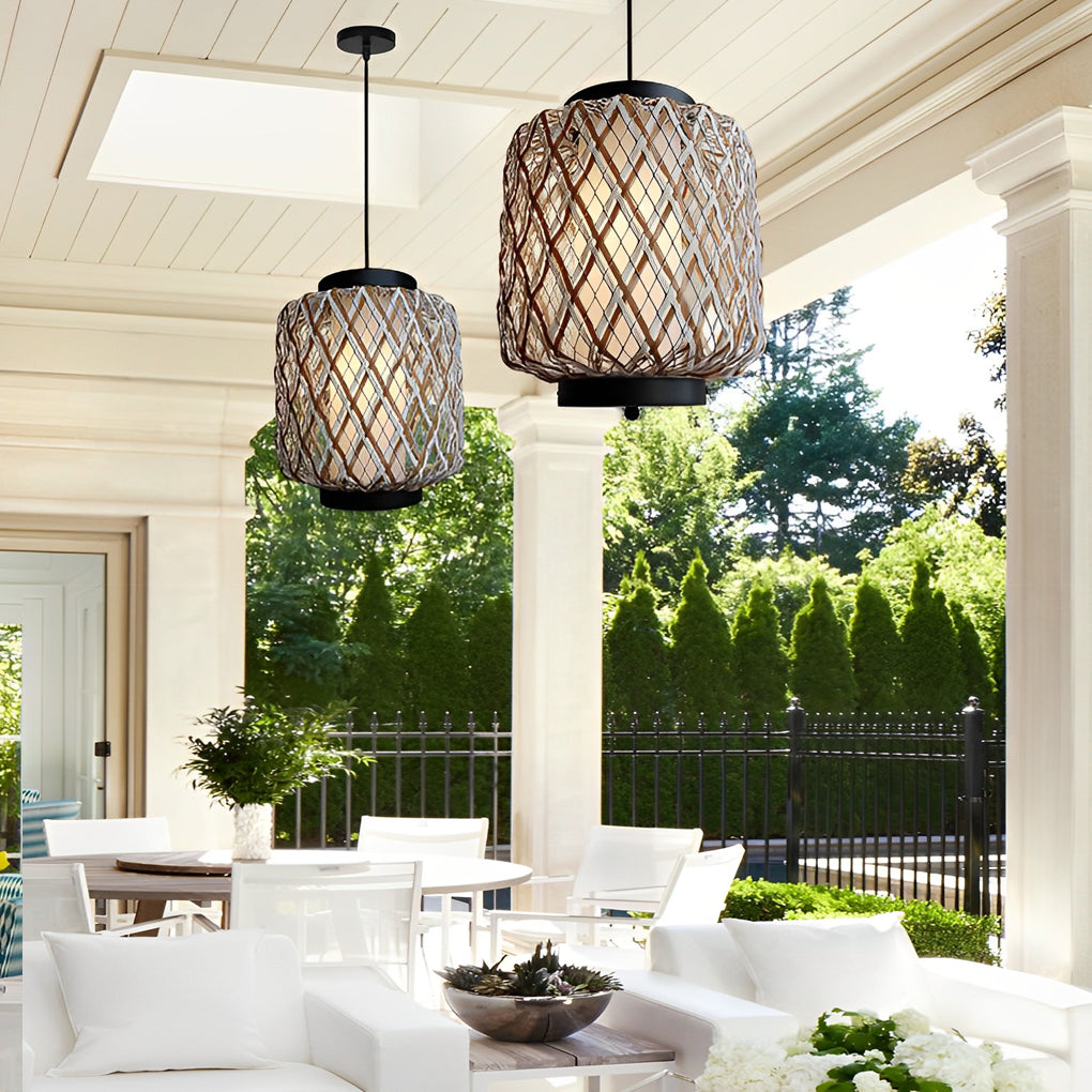 Rattan Waterproof Rustic Modern Outdoor Chandelier Pendants Ceiling Lights - Lamp Outdoor