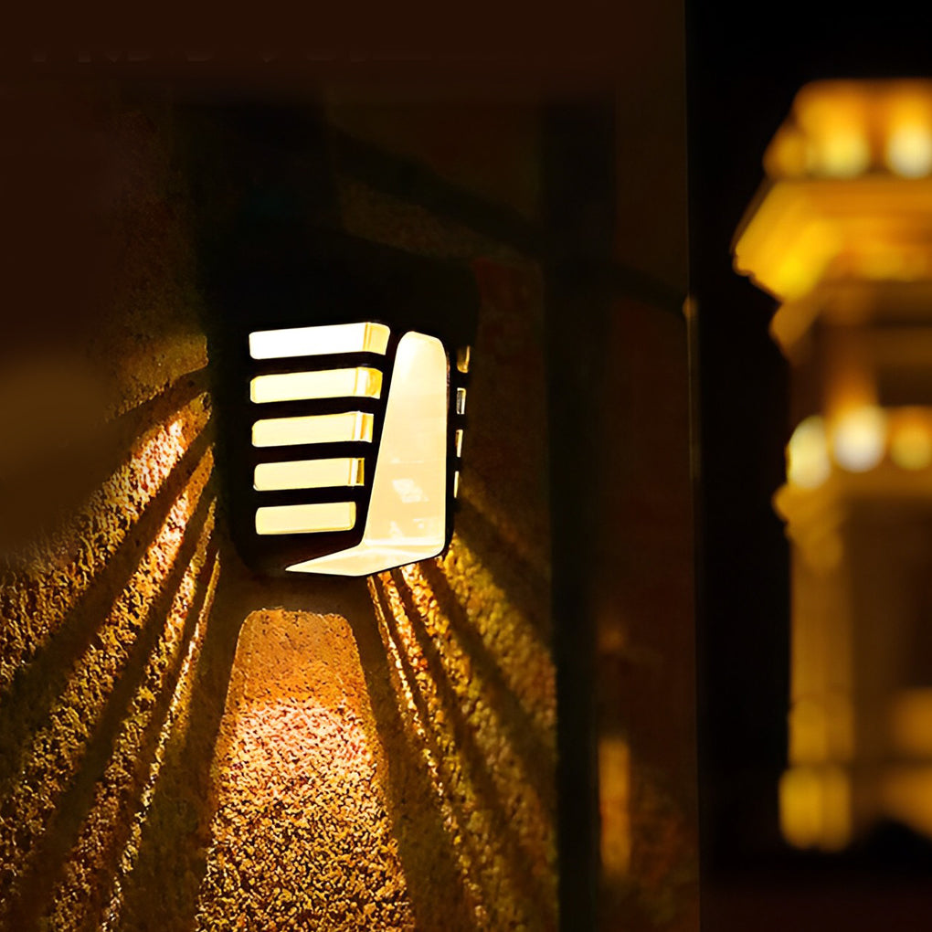 Waterproof Intelligent LED Black Modern Solar Outdoor Wall Lights - Lamp Outdoor
