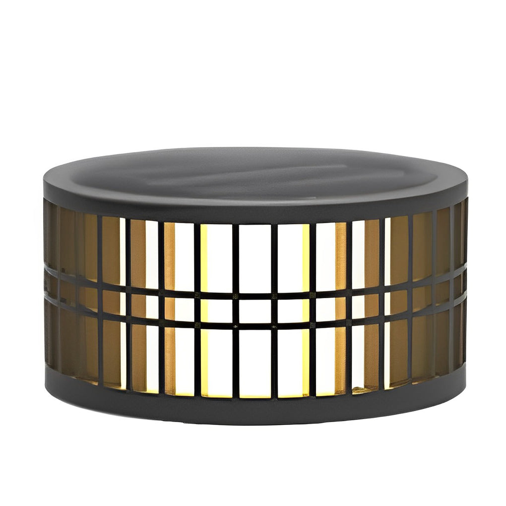 Round Creative Waterproof LED Black Modern Solar Fence Post Lights - Lamp Outdoor