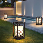 Retro Black LED Solar Lawn Lamp Patterned Pathway Lights for Outdoors - Lamp Outdoor