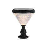 Round Solar LED Outdoor Lights in Black with Ribbed Lampshade - Lamp Outdoor