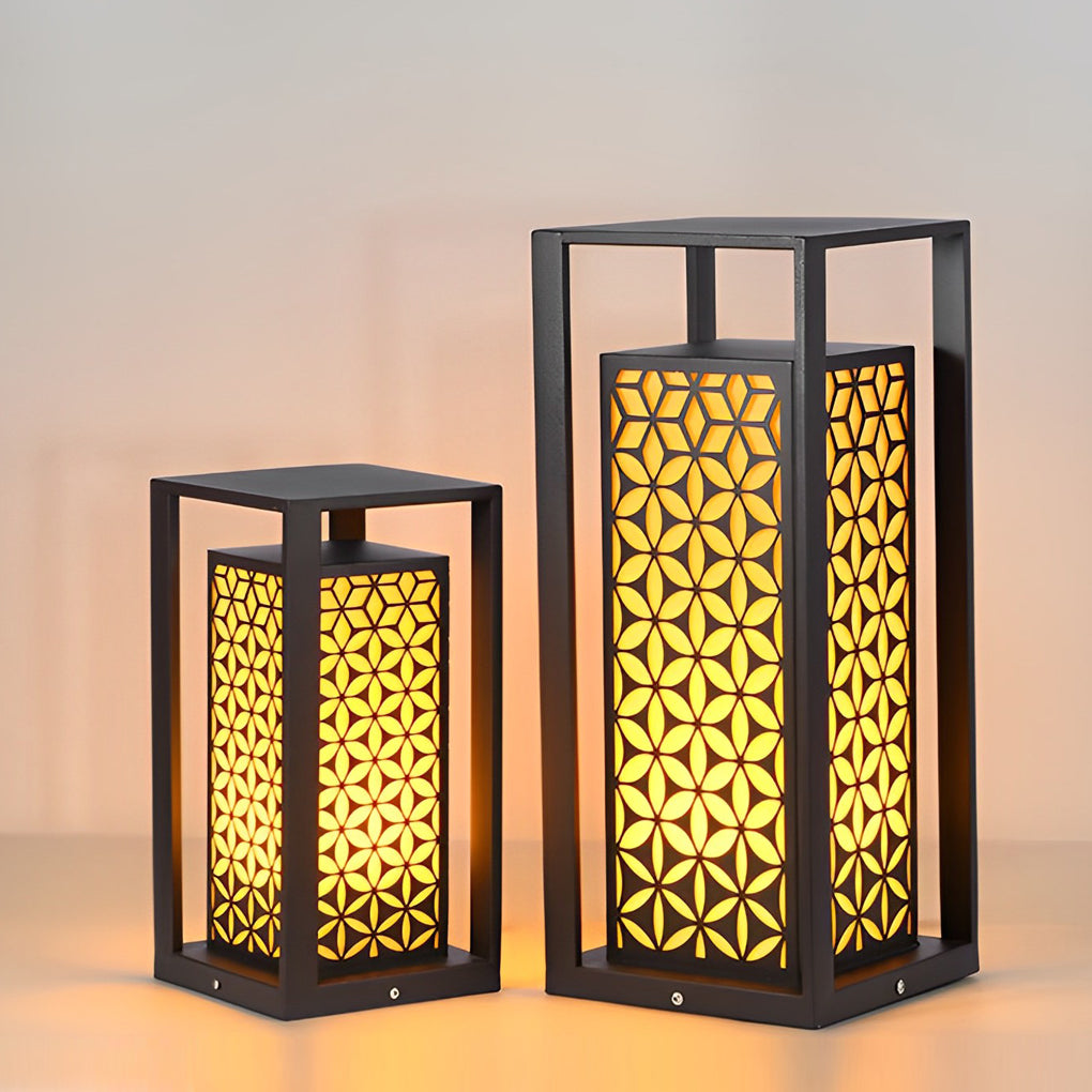 Floral Pattern LED Lawn Lamp Unique Modern Pathway Lights Black - Lamp Outdoor