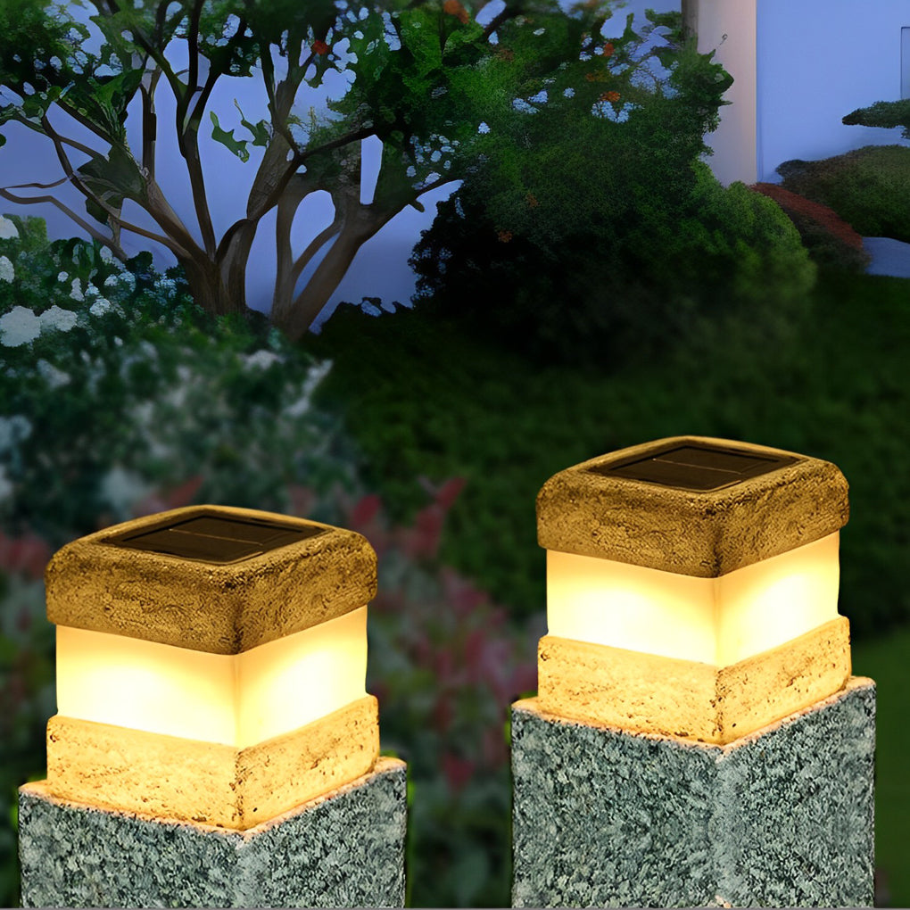 Sleek Square Resin Solar LED Garden Lamp - Lamp Outdoor