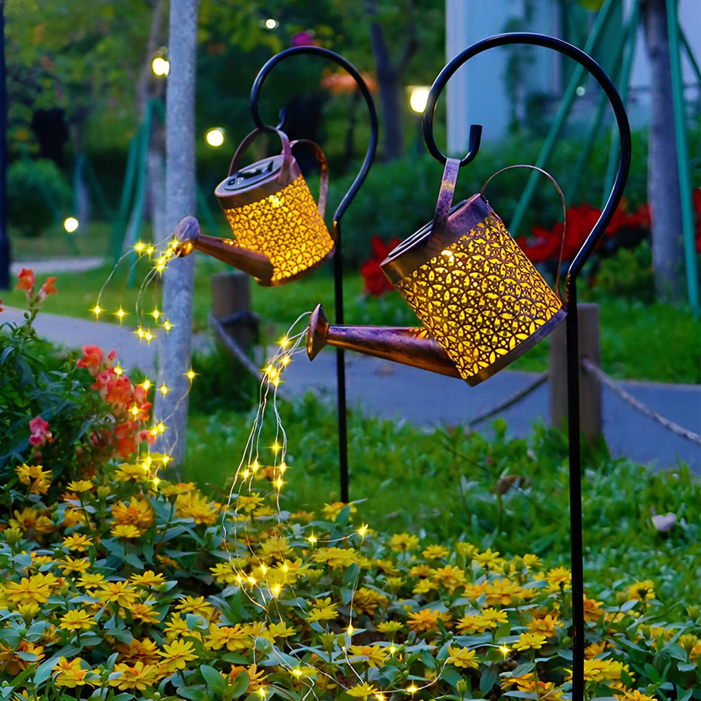 Iron Kettle Shower LED Solar Garden Light Unique and Efficient Outdoor Illumination - Lamp Outdoor