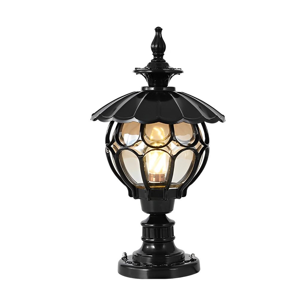 Flower Ball Cognac Glass Waterproof European Style Outdoor Pillar Lamp - Lamp Outdoor