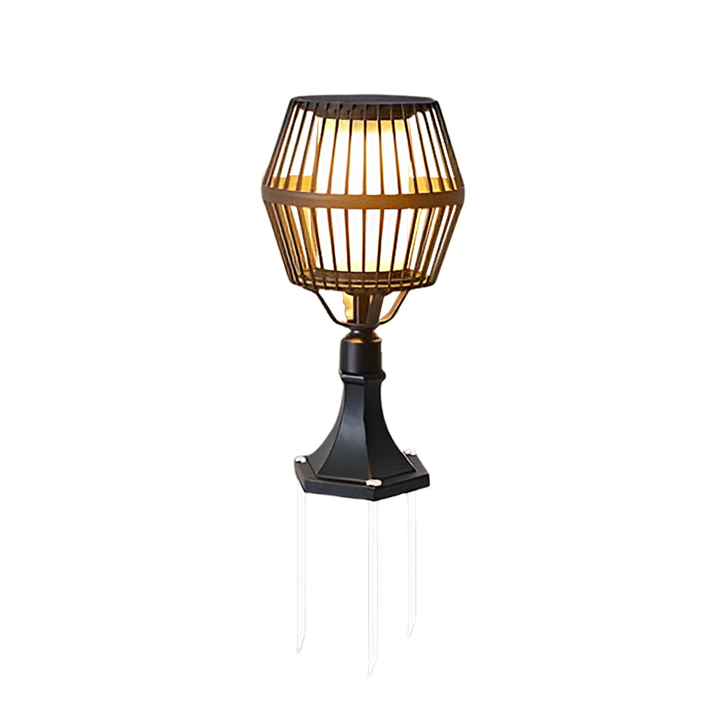 Modern Matte Black Solar Caged Lanterns - Lamp Outdoor