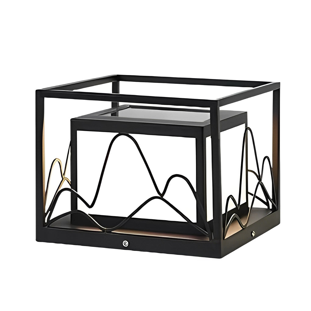 Square Waterproof Mountain Scenery Outdoor Solar Post Caps Lights - Lamp Outdoor
