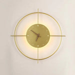 Glint Modern Clock Round Wall Lamp, Gold/Black - Lamp Outdoor