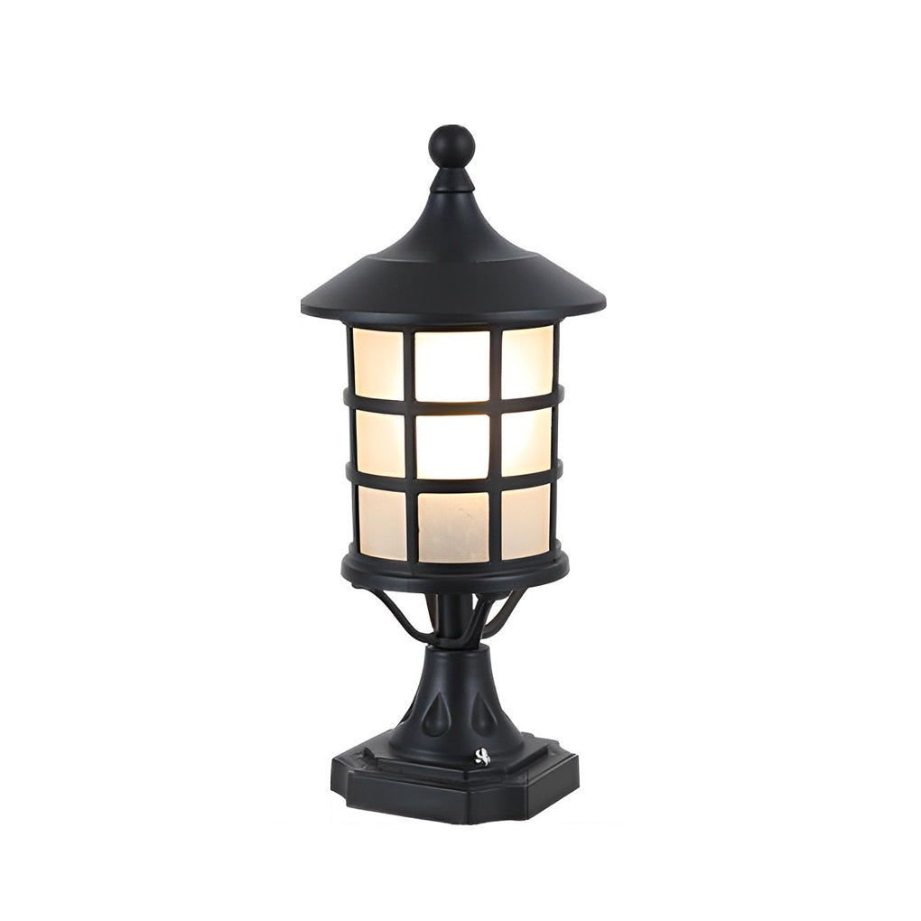 Round Cage Waterproof LED Black Modern Solar Fence Post Lights with Remote - Lamp Outdoor