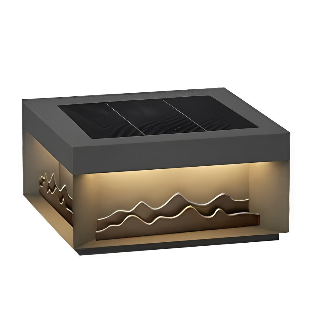 Mountain Scenery LED Waterproof Black Modern Solar Fence Post Lights - Lamp Outdoor