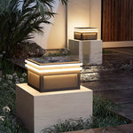 Waterproof Metal Pillar Lights Square Minimalist Style - Lamp Outdoor