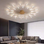 Wesley Flush-Mount Ceiling Light Fireworks, Black/Gold - Lamp Outdoor