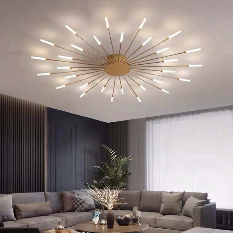 Wesley Flush-Mount Ceiling Light Fireworks, Black/Gold - Lamp Outdoor