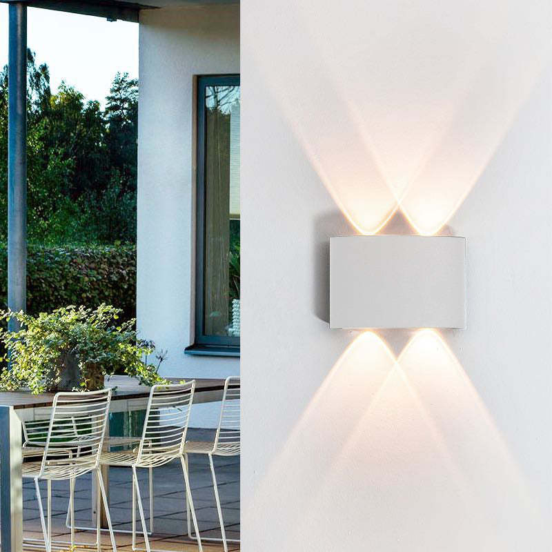 Tronix Modern Rectangular Metal Outdoor Wall Lamp, Black/White, Water-wave - Lamp Outdoor