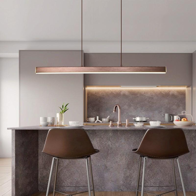 Thala Modern Linear Metal LED Pendant Light Black/Brown - Lamp Outdoor