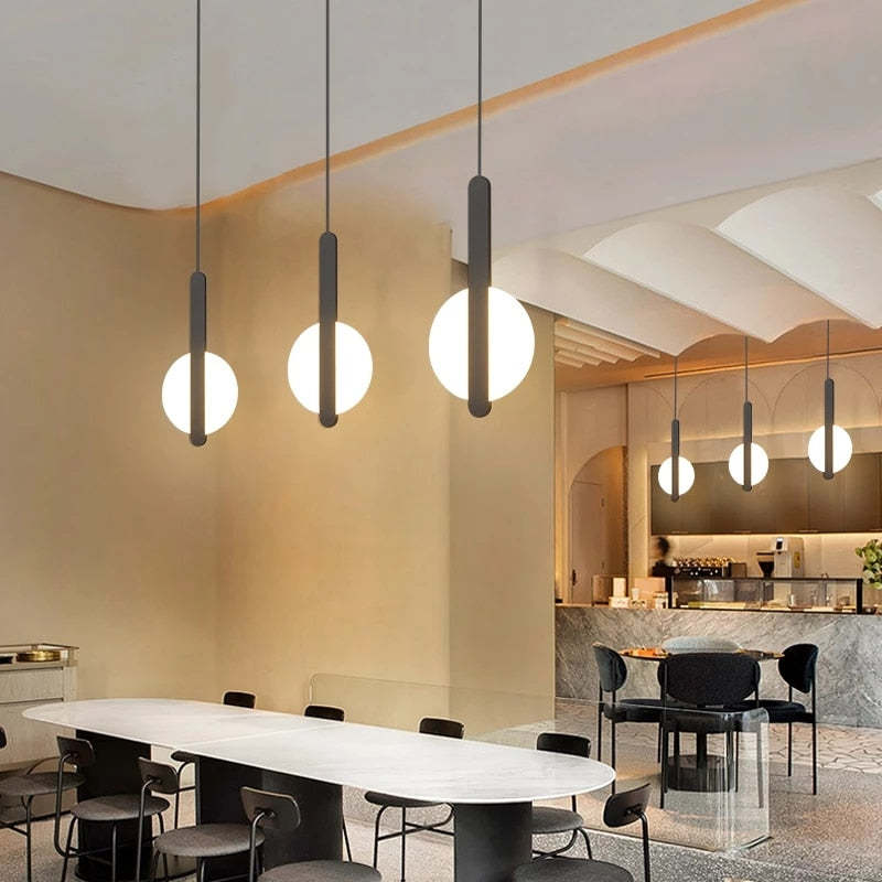 Doria Modern LED Pendant Light Black/White Metal Living Room - Lamp Outdoor