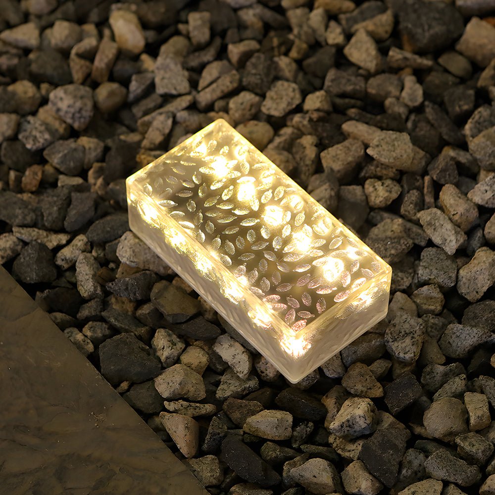 2Pcs Solar LED 10 Hours Max Brick Lights for Modern Outdoor Step Deck Ambiance - Rectangular - Lamp Outdoor