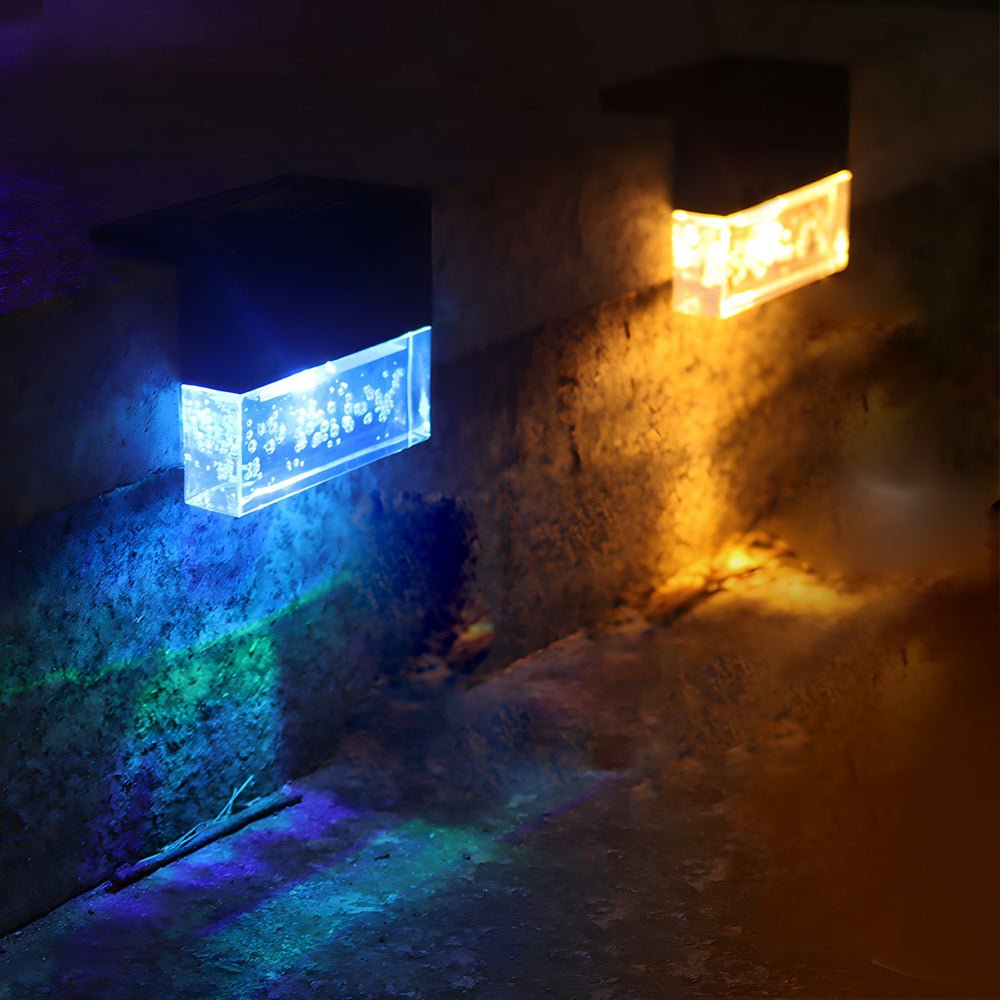 2PCS Solar Sunset Fence Lights RGB LED Outdoor Acrylic Bubbles Step Deck Light - Lamp Outdoor