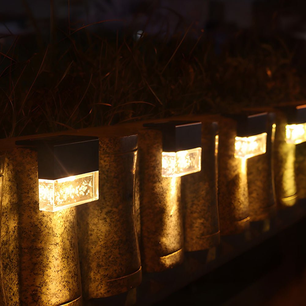 2PCS Solar Sunset Fence Lights RGB LED Outdoor Acrylic Bubbles Step Deck Light - Lamp Outdoor