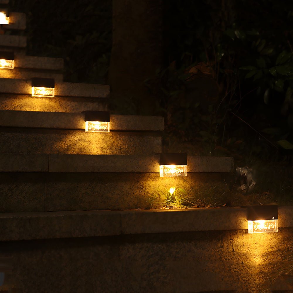 2PCS Solar Sunset Fence Lights RGB LED Outdoor Acrylic Bubbles Step Deck Light - Lamp Outdoor